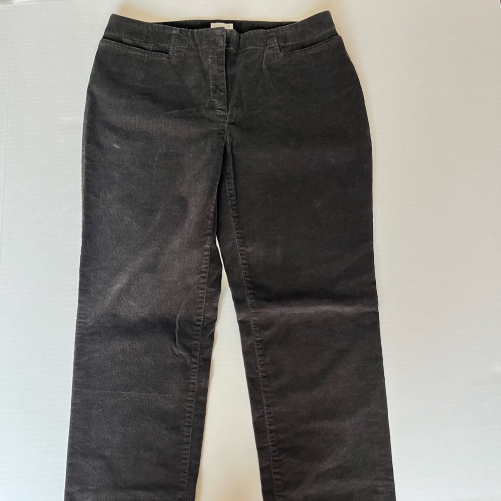 J. Jill Corduroy Velvet Dark Brown Straight Leg Stretch Cotton Trousers Pants 10